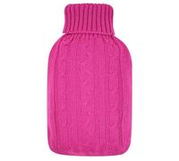 TRIXES Housse tricotée pour bouillotte - Isolation en maille torsadée rose framboise - Housse uniquement - Taille unique pour bouillottes de 2 litres (non fournies) - 31 x 20 cm