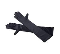 TRIXES Longs Gants Noirs Passe-Coudes Satin Pour Femmes Habillement de Soirée Fête Doigt