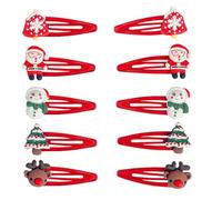 TRIXES Lot de 10 pinces à cheveux de Noël - Accessoires festifs avec Père Noël, Rudolf, bonshommes de neige et arbres de Noël - 5 paires de pinces à cheveux rouges