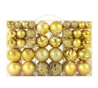 TRIXES Lot de 100 Boules de Noël dorées - Décorations incassables pour Sapin de Noël, Tailles variées