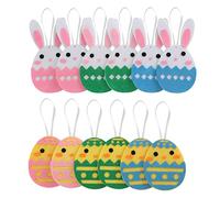 TRIXES Lot de 12 décorations de Pâques à suspendre en feutre - Décoration de Pâques pour votre maison - Poussin et lapin - pour table, porte, escalier, arbre de Pâques - Décoration Pâques