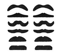 TRIXES Lot de 12 Fausses Moustaches Auto-adhésives Assorties pour déguisement - x6 The Smarty, The Rogue, The Scoundrel, The Casanova, The Party Boy and The Bandit