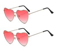TRIXES Lot de 2 lunettes de soleil roses en forme de cœur - Accessoire de déguisement - Accessoires de festival