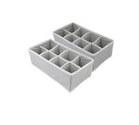 TRIXES Lot de 2 organisateurs de rangement - Parfait pour les chaussettes Cravates Sous-vêtements Bijoux - Diviseurs de compartiments à tiroir escamotables - Couleur gris