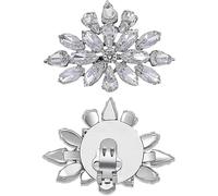 TRIXES Lot de 2 pinces à chaussures en strass argenté, pinces à chaussures en cristal pour talons hauts pour femmes
