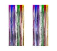 TRIXES Lot de 2 rideaux en feuille d'aluminium arc-en-ciel LGBTQIA2s+ - Décoration de fête à franges - Décoration de porte - Accessoires photo - Rideaux - Fêtes à thème Gay Pride - Multicolore - 1,9 x