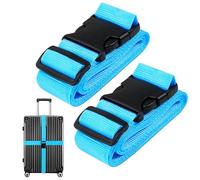TRIXES Lot de 2 Sangle de Bagage, Ceinture de Bagage réglable Sangle de Bagage de Voyage Sangle de Valise Voyage en Mouvement (Bleu Clair)