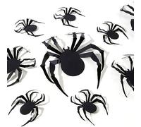 TRIXES Lot de 24 autocollants muraux en forme d'araignée 3D pour Halloween Tailles assorties Coussinets adhésifs inclus Motif araignées noires à des fins décoratives