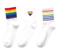 TRIXES Lot de 3 chaussettes Pride blanches arc-en-ciel LGBTQIA2S+