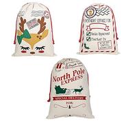 TRIXES Lot de 3 grands sacs en toile pour chaussettes de Noël - Parfait pour les cadeaux de Noël ou pour améliorer vos cadeaux de Noël - Idéal pour les enfants/adultes