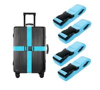 TRIXES Lot de 4 Sangles de Bagage Bleues, Sangles de Bagage Haute Densité - Ceintures de Valise Ajustables