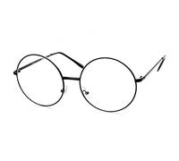 TRIXES Lunettes rondes Unisexe Beatles Style Retro Sixties Lunettes claires Fil rond Costume Geek Lunettes Accessoires pour Dress Up Lunettes - Noir