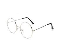TRIXES Lunettes rondes Unisexe - Beatles Style Retro Sixties - Lunettes claires - Fil rond Costume Geek Lunettes Accessoires - Argent Classic Vintage