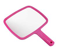 TRIXES Miroir de Coiffeur Manuel pour Salons Professionnels - Rectangulaire à Main pour Barbier, Dentiste, Maquillage - Rose
