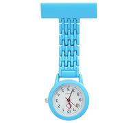 TRIXES Montre Gousset Bleue pour infirmière - Quartz en Acier Inoxydable - Montre de Poche avec épingle - Clip sur métal