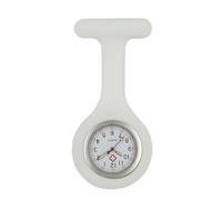 TRIXES Montre gousset d'infirmière en silicone - Blanc avec aiguilles phosphorescentes - Idéal pour les professionnels de la santé - Accessoire de travail indispensable