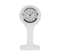 TRIXES Montre Gousset d'infirmière en Silicone Blanc - Horloge à Quartz en Acier Inoxydable - Montres de Poche