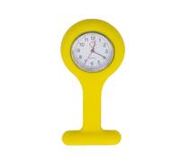 TRIXES Montre gousset d'infirmière en silicone jaune - Horloge à quartz en acier inoxydable - Montres de poche avec épingle - Accessoires de vêtements à clipser - pour Docteur infirmière vétérinaire