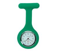 TRIXES Montre gousset d'infirmière en silicone vert vif avec cadran blanc - Conçue pour les professionnels de soins - Fermoir à broche solide