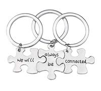 TRIXES Nous serons toujours connecté Jigsaw Puzzle porte-clés métal - 3 Way Split - couleur d’argent