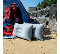 TRIXES Oreiller Gonflable pour Les Voyages ou Le Camping - Oreiller gonflé - Emballage Double de Couleur Gris