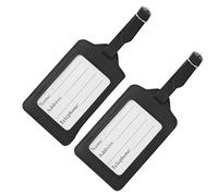 TRIXES Paire d'Etiquettes Noires en Simili Cuir pour Bagages