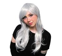 TRIXES Perruque grise/argentée - 20" de longs cheveux ondulés pour fête costumée - Déguisements cosplay - Accessoires de déguisements - EVG - Poule - BY TRIXES