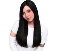 TRIXES Perruque Synthétique Noire Longue et Raide - 50 cm - Déguisement | Perruque de déguisement noire pour théâtre amateur Halloween cosplay anime et fêtes costumées Sorcières