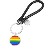 TRIXES Porte-clés Arc-en-Ciel Boucle en Cuir Tressé - Accessoire Pride - Accessoire Multicolore - Gay LGBTQIA2s+ Pride Day