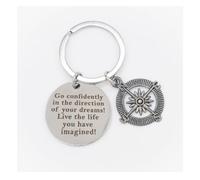 TRIXES Porte-clés boussole Go Confidently in The Direction of Your Dreams - Cadeau de remise de diplôme - Citation inspirante