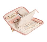TRIXES Portefeuille Bijoux Voyage - Porte Bijoux Zippé Cuir Végan Rose pour Bagues Boucles D'Oreilles Bracelets Colliers etc - Accessoire Voyage Indispensable
