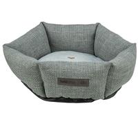 TRIXIE 37546 Viviana Lit Rond pour Chien Ø 50 cm Bleu/Gris - Lit Rond avec Housse en Velours Doux - Panier pour Chien pour Petits Chiens - Coussin fermement intégré - Fond antidérapant - Doux et