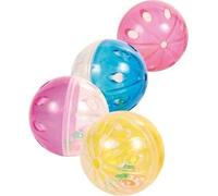 TRIXIE Jeu de balles hochet pour chats - 4 pièces - boules à l'intérieur produisent des hochets - plastique - diverses couleurs/transparent - ø 4,5 cm - 4166