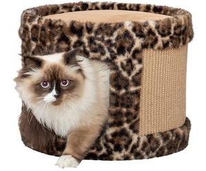 Trixie 48180 Leo Griffoir Douillet avec lit Confortable Ø 38 × 30 cm, Marron, Arbre à Chat Confortable et Stable