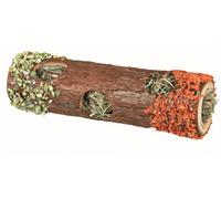 Trixie 60770 Tunnel en tube de collation naturel avec remplissage de foin, pour petits rongeurs et lapins (fleurs d'hibiscus, 20 cm / 25 g)