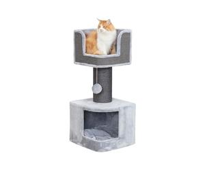 TRIXIE Arbre à chat Ava II avec grotte douillette - Gris - XXL, 112 cm | Griffoirs robustes en sisal et rembourrage doux - Offre un plaisir à griffer, un jeu et une retraite détendue pour les chats