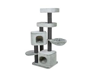 TRIXIE Arbre à chat Miguel multi-niveaux - Blanc et vert - 146 cm | Griffoirs robustes en sisal et rembourrage doux - Offre un plaisir à griffer, un jeu et une retraite détendue pour les chats