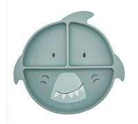 Trixie - Assiette en Silicone avec Ventouse et Compartiments pour Bébé et Enfant - Mr. Shark