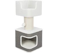 TRIXIE Ava Arbre à chat avec niche, plateforme supérieure confortable avec coussin amovible, jouet pour chat suspendu (gris)