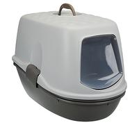 TRIXIE Bac à litière Berto Top - Couvercle avec porte et filtre à charbon actif - Tamis pour nettoyage facile - Fermetures Easy Click - gris clair/gris foncé - 39 × 42 × 59 cm - 40162