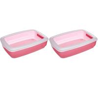 TRIXIE Bac à litière Mio avec Rebord pour Petits Chats et Chatons - Plastique recy iverses Couleurs - Choix aléatoire - 32 x 12 x 43 cm - 4040 (Lot de 2)