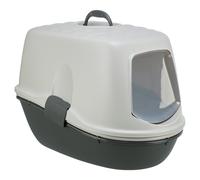 TRIXIE Bac à litière Berto Top - Couvercle avec porte et filtre à charbon actif - Tamis pour nettoyage facile - Fermetures Easy Click - gris clair/gris foncé - 39 × 42 × 59 cm - 40162