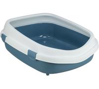 TRIXIE - Bac à Litière Primo XXL avec Haut Rebord Bleu/Blanc - Matière : Plastique - Couleur : Beige/Bordeaux/Crème