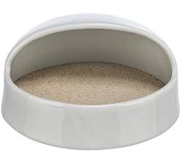 TRIXIE Bain de sable pour petits animaux - Soin des griffes et du corps - Livré sans sable - Céramique - 20 x 10 x 16 cm - gris - 63009
