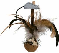 TRIXIE Jouet chat balle à ressort debout - stimule l'instinct de chasse de chaque chat - avec voix - en peluche - 15 cm - marron/beige - 45730