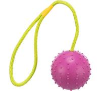 Trixie Balle sur corde, caoutchouc naturel, ø 7/30 cm, rose/citron vert, jouet pour chien, rapporter, tirer à la corde