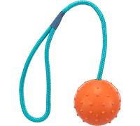 Trixie Balle sur corde 3305 – caoutchouc naturel ø 6/30 cm – orange/turquoise – lot de 1