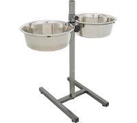 TRIXIE Bar pour chien avec 2 gamelles en acier inoxydable - hauteur réglable - blocage de la gamelle et protection contre les claquements - pieds en caoutchouc réglables - lavable au lave-vaisselle - métal/inox - 2 x 4,5 l - ø 29 cm - 24923