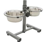 TRIXIE Bar pour chien réglable en hauteur avec 2 gamelles en inox - Structure métallique - Blocage de la gamelle - Pieds en caoutchouc réglables et antidérapants - Capacité de chaque 0,75 ml - 24920