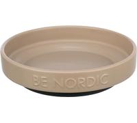 TRIXIE BE Nordic 24525 Gamelle Plate en céramique pour Petit Chat avec revêtement en Caoutchouc antidérapant 300 ML Taupe Diamètre 16 cm